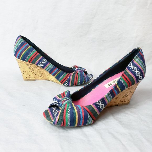 American Eagle Shoes - American Eagle Women's Size 8 Slip On 3" Heel Cork Espadrille Wedges Heels Shoes